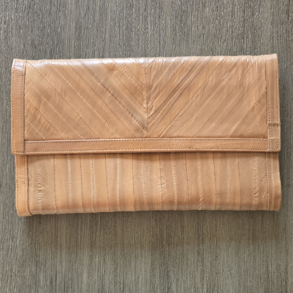 Genuine Eel Skin Tan Clutch